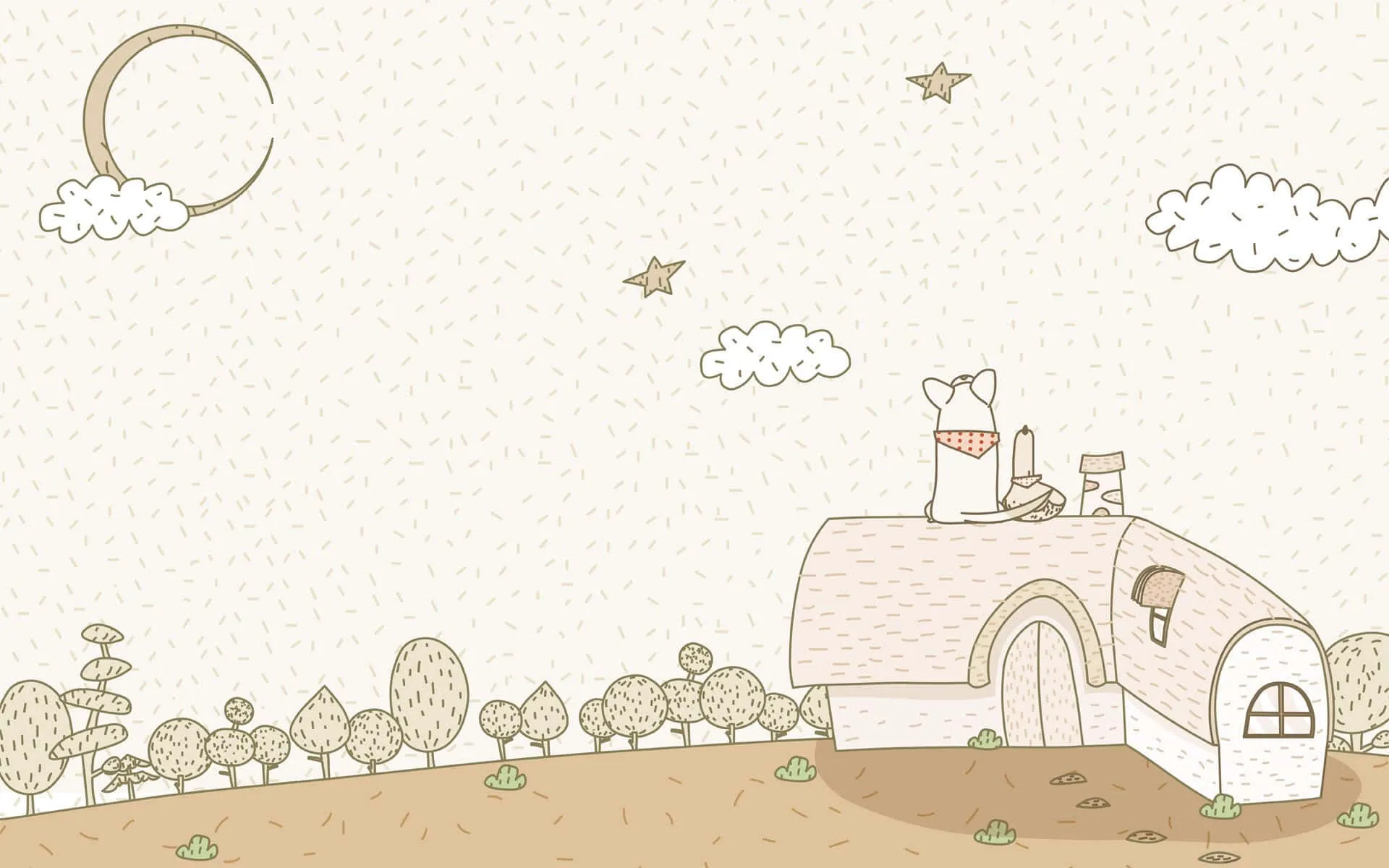 Download Cute Cartoon Dog On A House Wallpaper