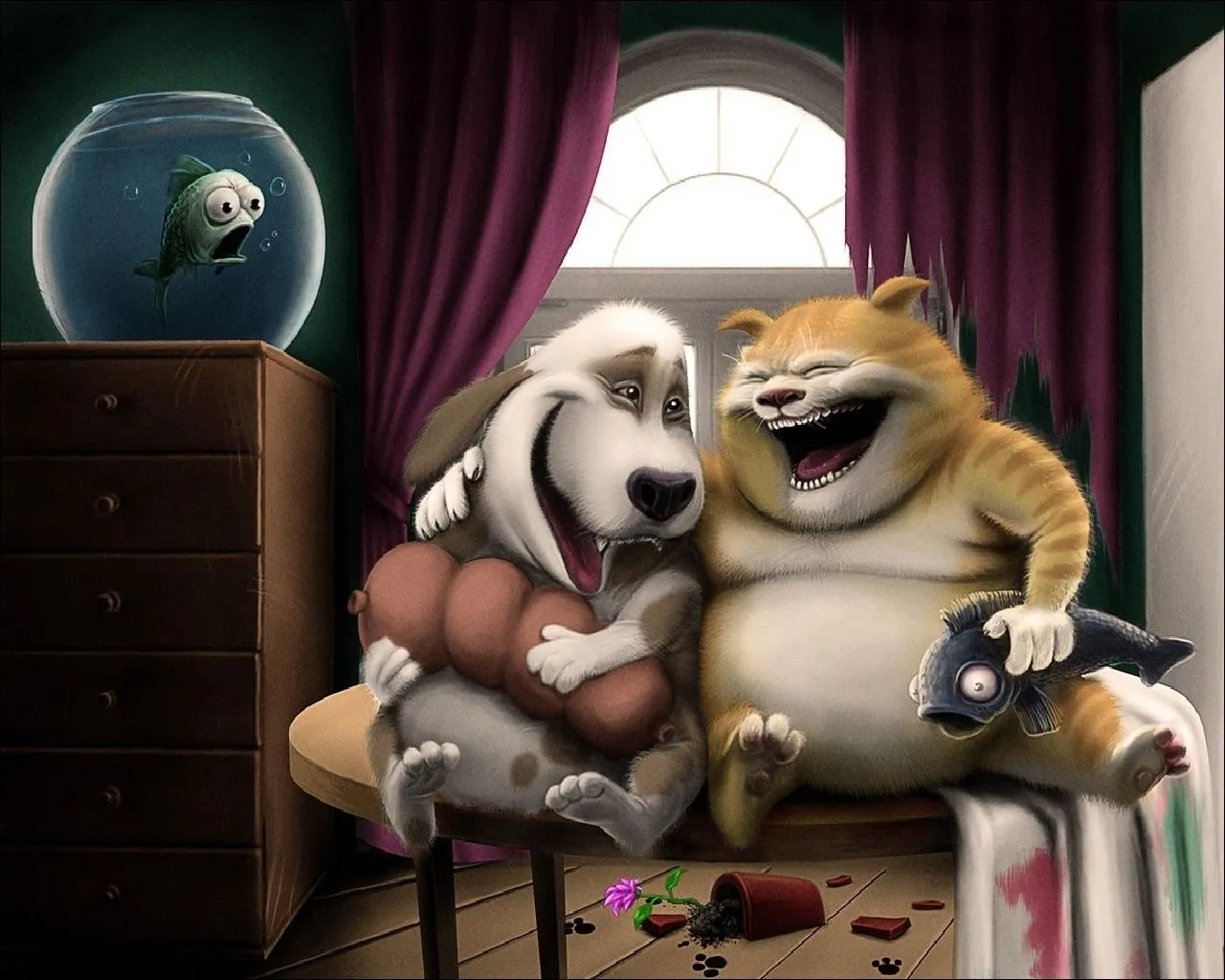 dog, cat, art Wallpaper, HD Other 4K Wallpaper, Image and Background