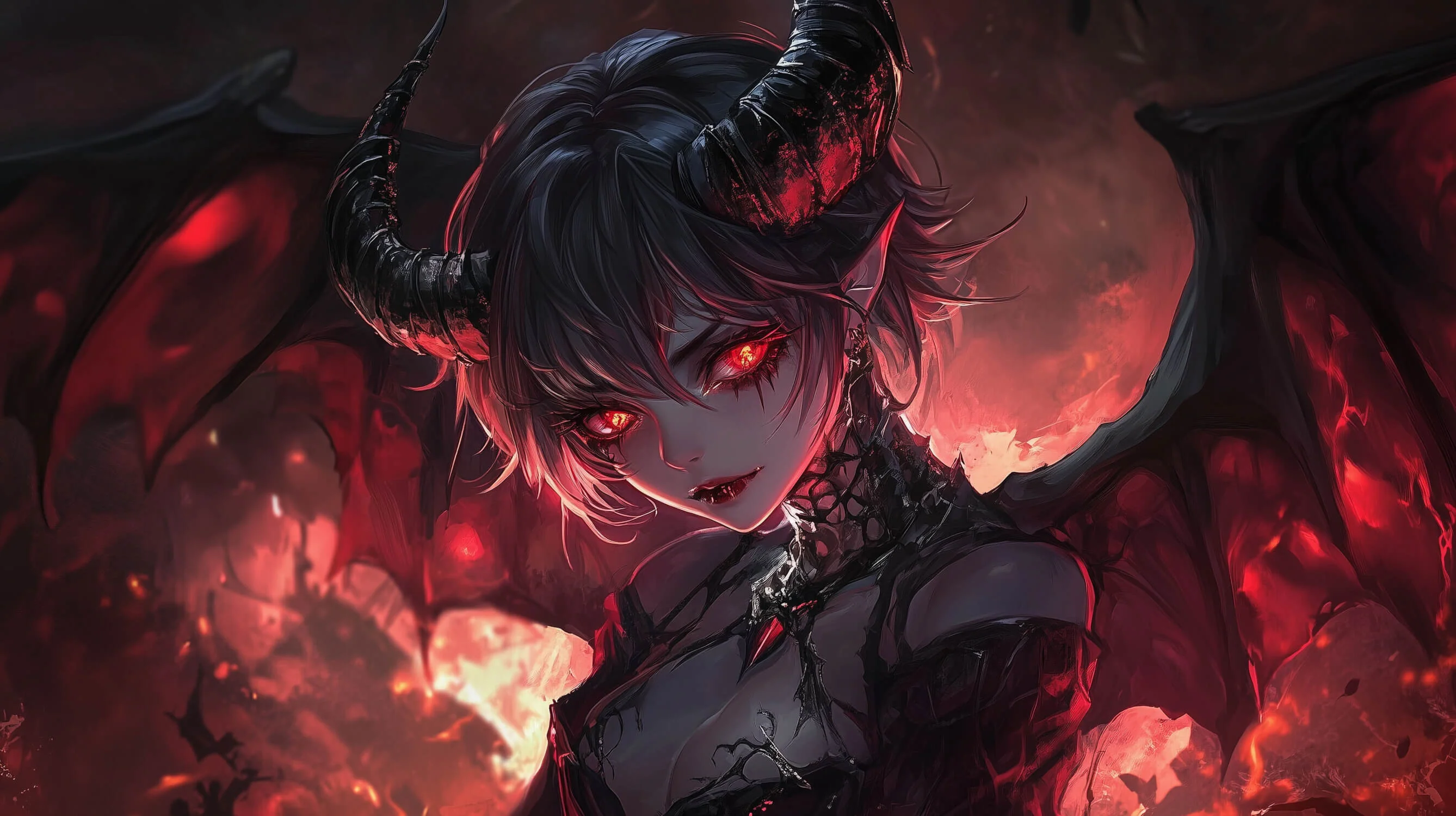 Anime Mural Wallpaper. Dark Fantasy Red and Black Design