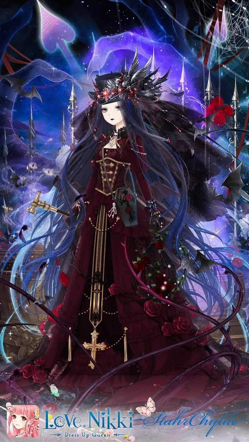 Gothic Chaos, anime, dark, fantasy, love nikki, stahrchylde, HD phone wallpaper