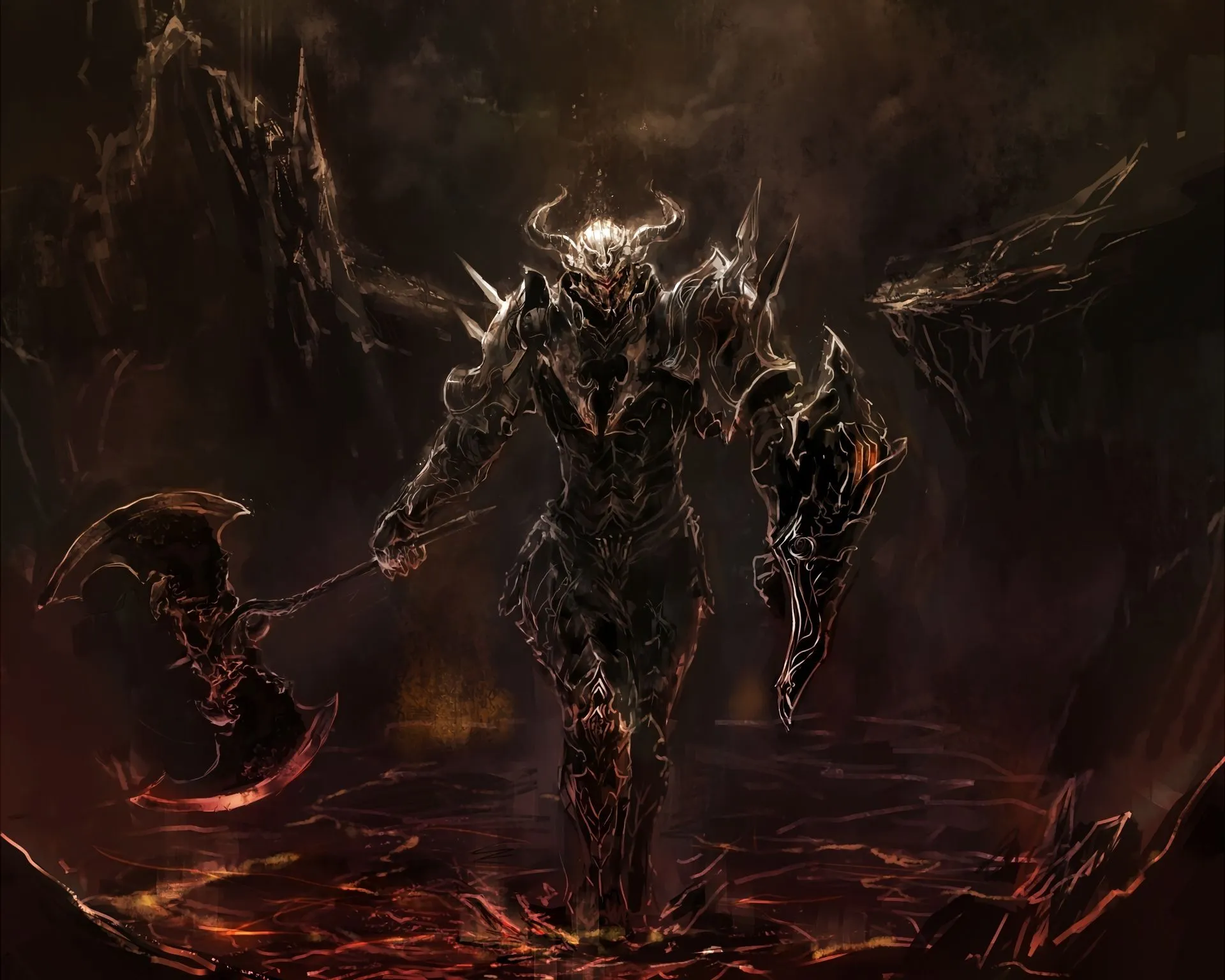 Phone wallpaper: Dark, Warrior, Demon, Fantasy, Weapon 552721