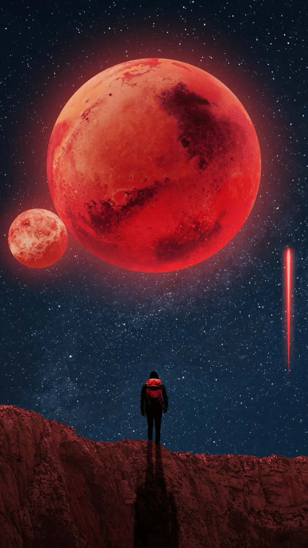 Lonely Wallpaper 4K, Apocalyptic, Red moon, Surreal