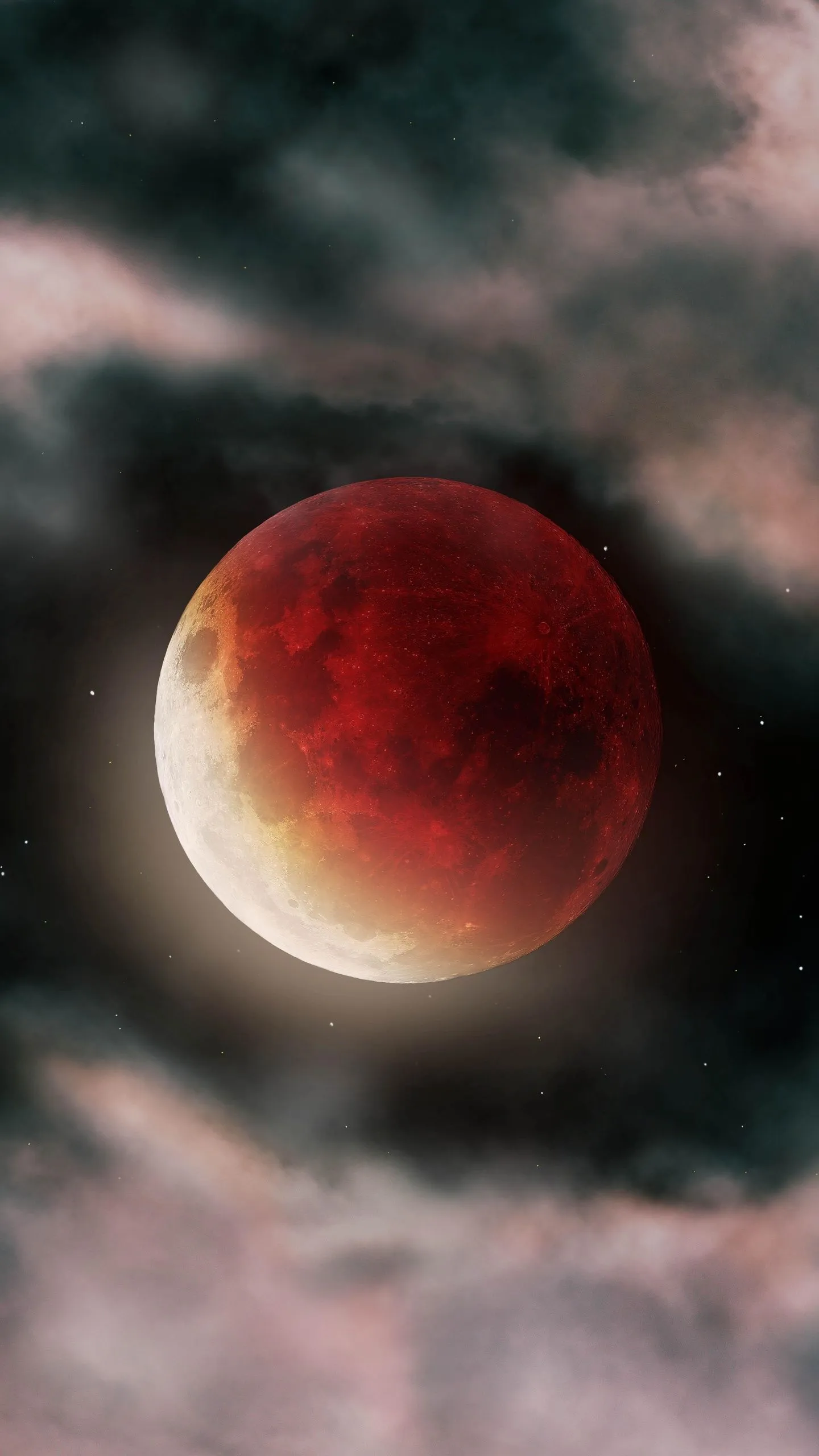 Blood Moon Wallpaper 4K, Clouds, Dark, Night, 5K