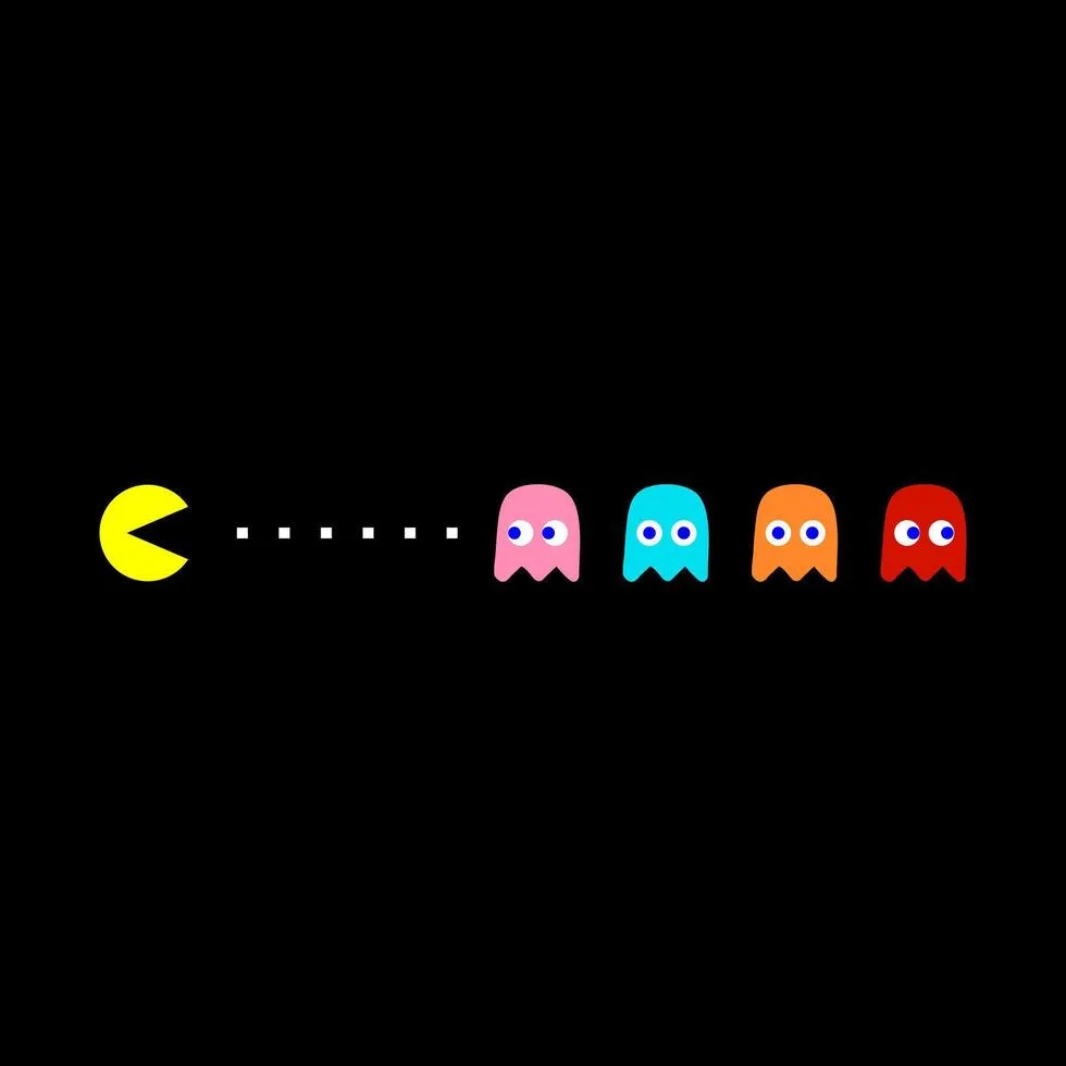Pacman ghosts retro gaming. Isolated on black background