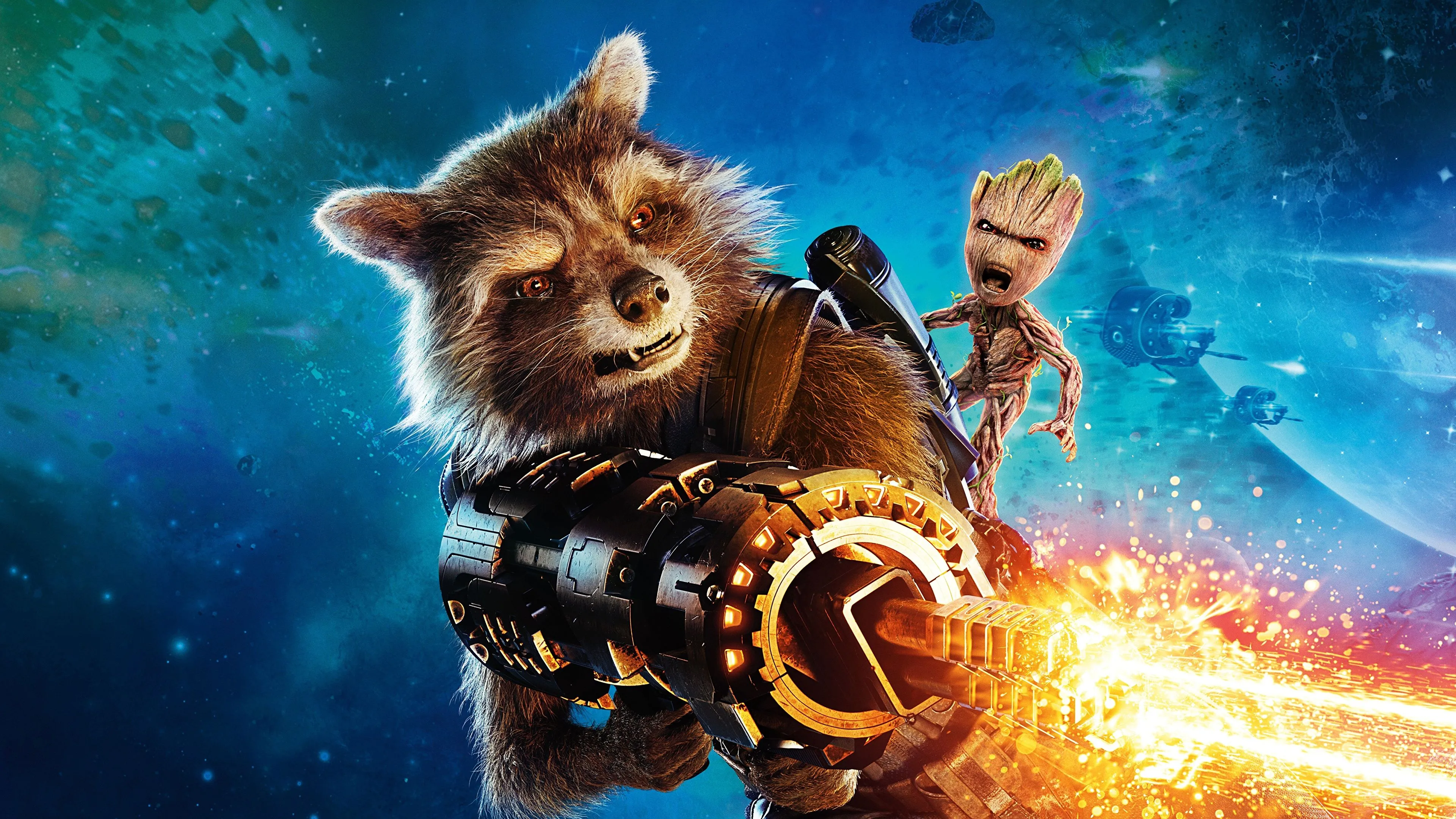 Guardians of the Galaxy Vol. 2: Rocket Raccoon & Groot 4K Ultra HD Wallpaperx2160