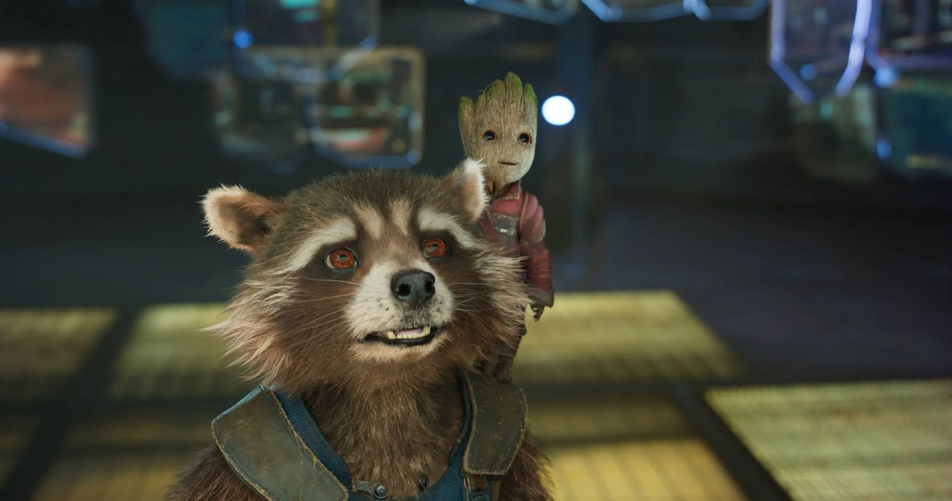 Download Baby Groot In A Suit And Rocket Wallpaper