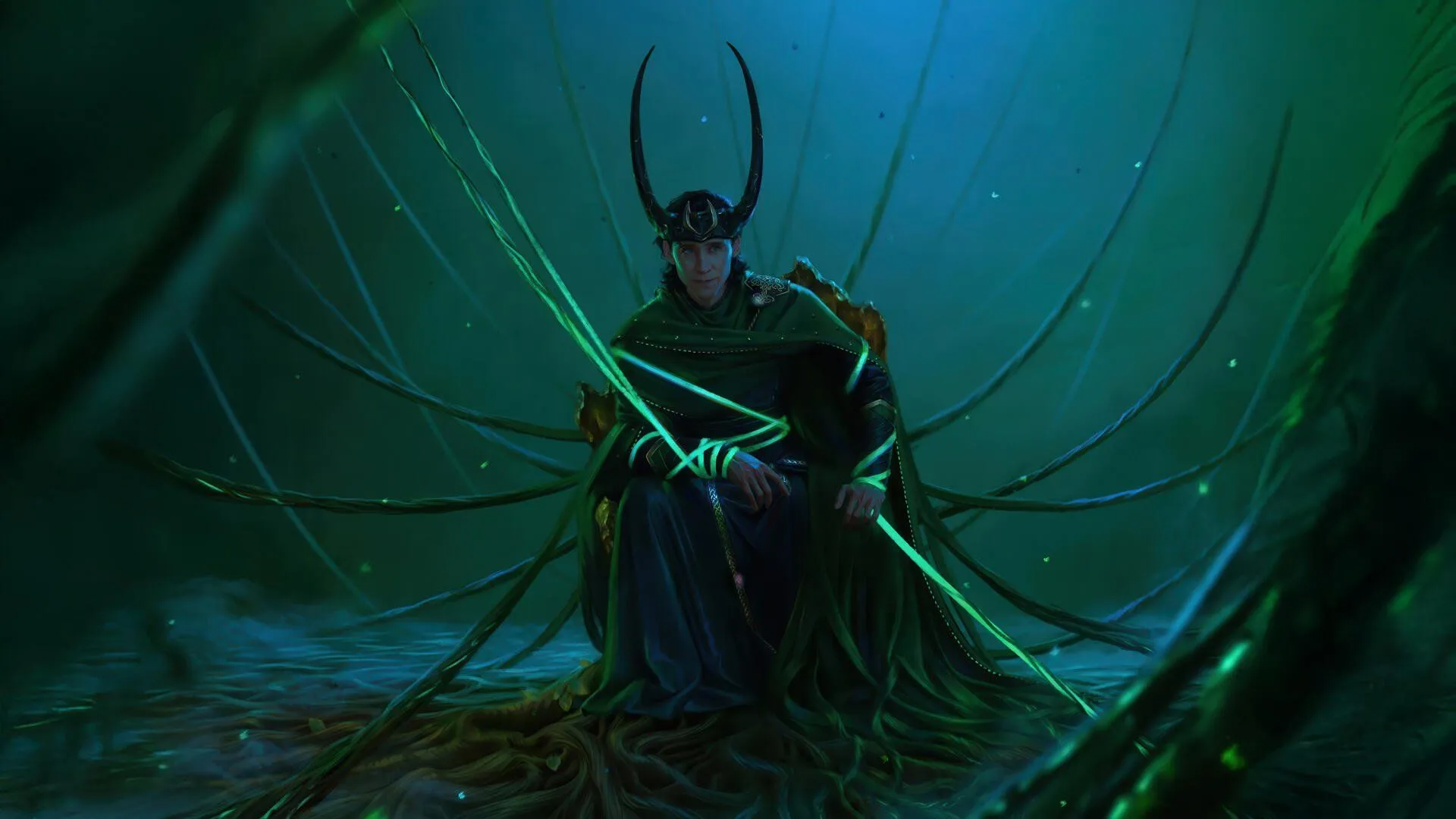 Loki Ascends: 4K Ultra HD Mystic Throne Wallpaperx2880