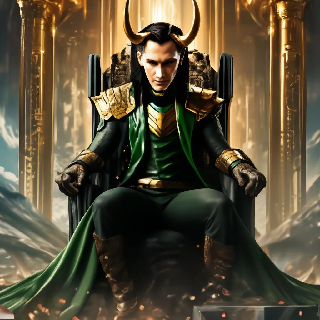 Loki is on the throne at the end of time with the branches of the multiverse
