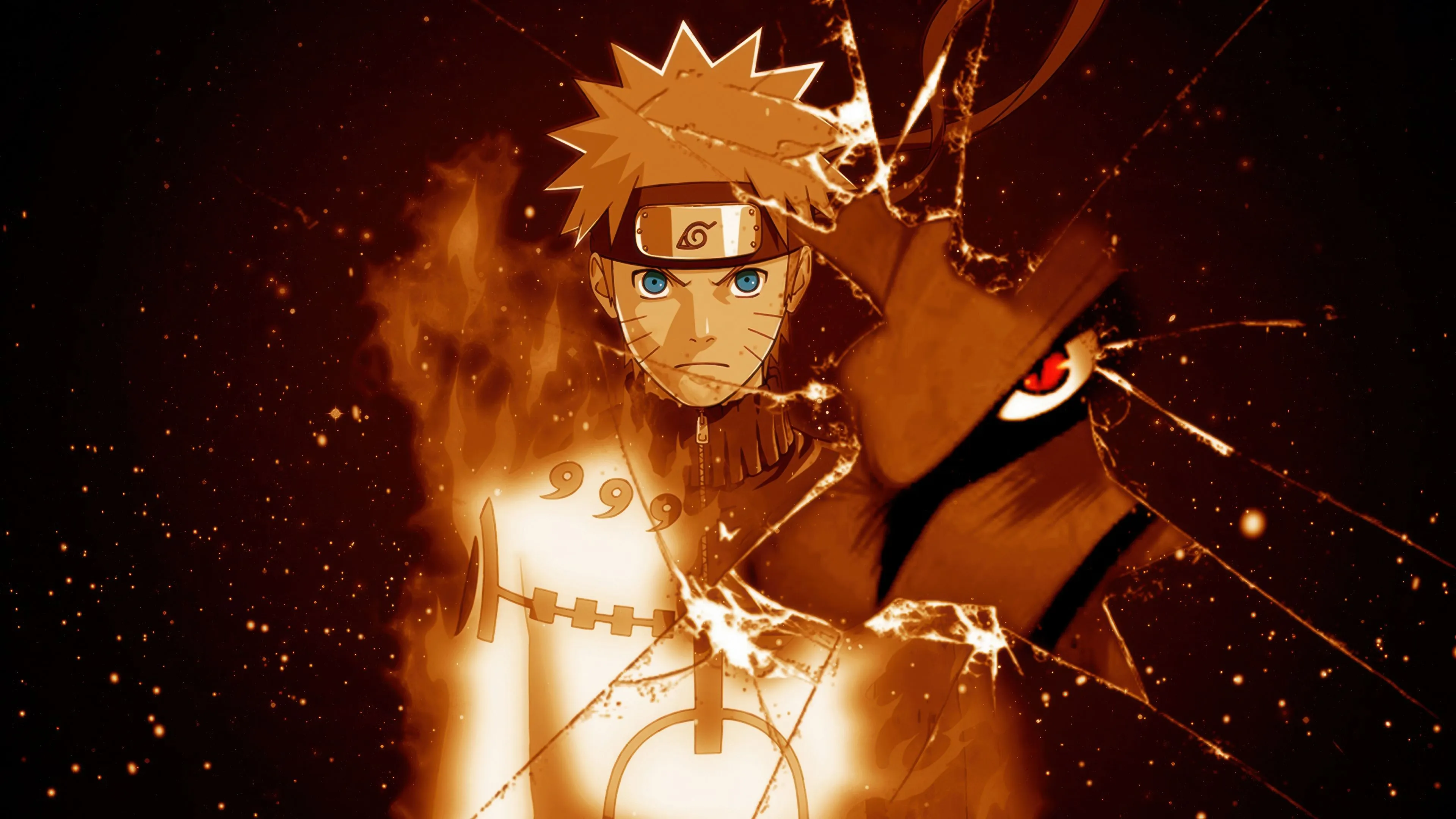 Naruto Uzumaki Wallpaper 4K, Nine tailed fox, Kurama, 5K