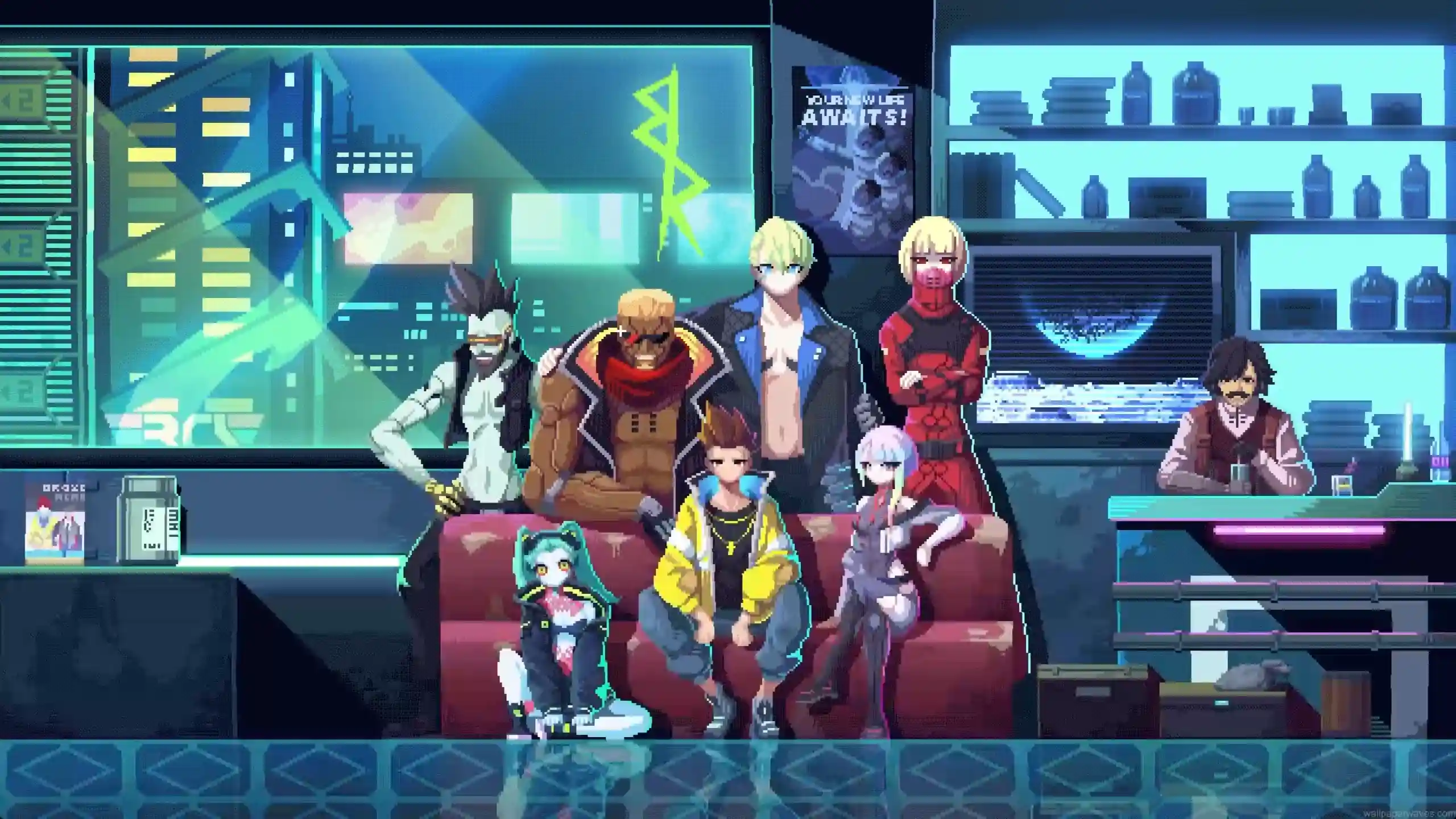 Cyberpunk Edgerunners Pixel Art Characters Live Wallpaper