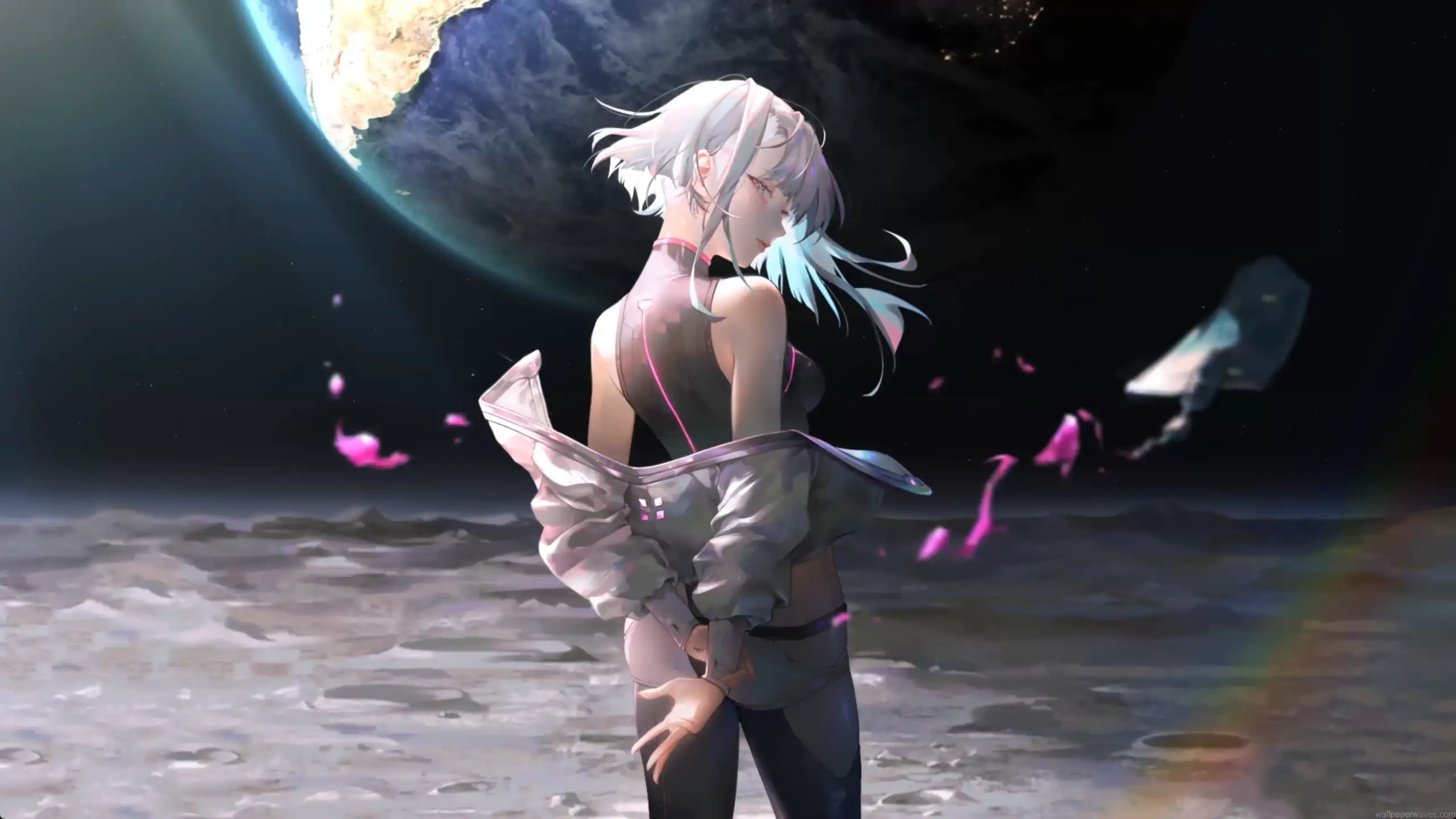 Lucy on the Moon Cyberpunk Edgerunners Live Wallpaper