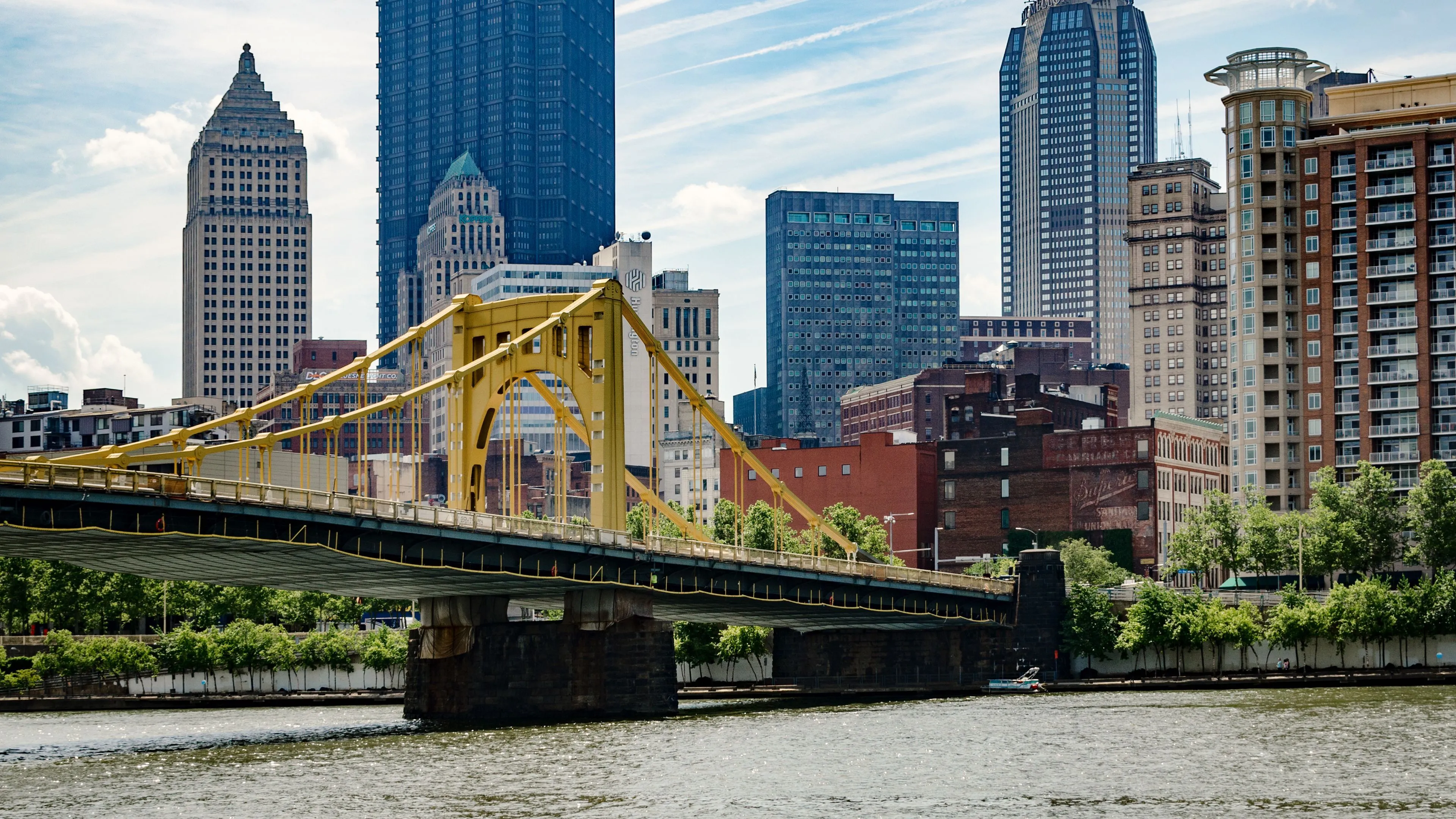 Download wallpaper 3840x2160 bridge, buildings, city, pittsburgh, usa 4k uhd 16:9 HD background