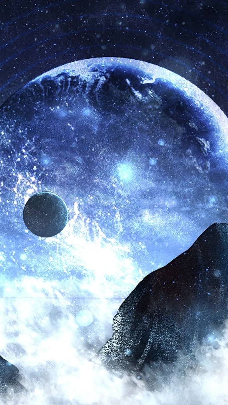 Space, nova, galaxy, blue, sky, fantasy, worlds, cold, ocean, stars, HD phone wallpaper