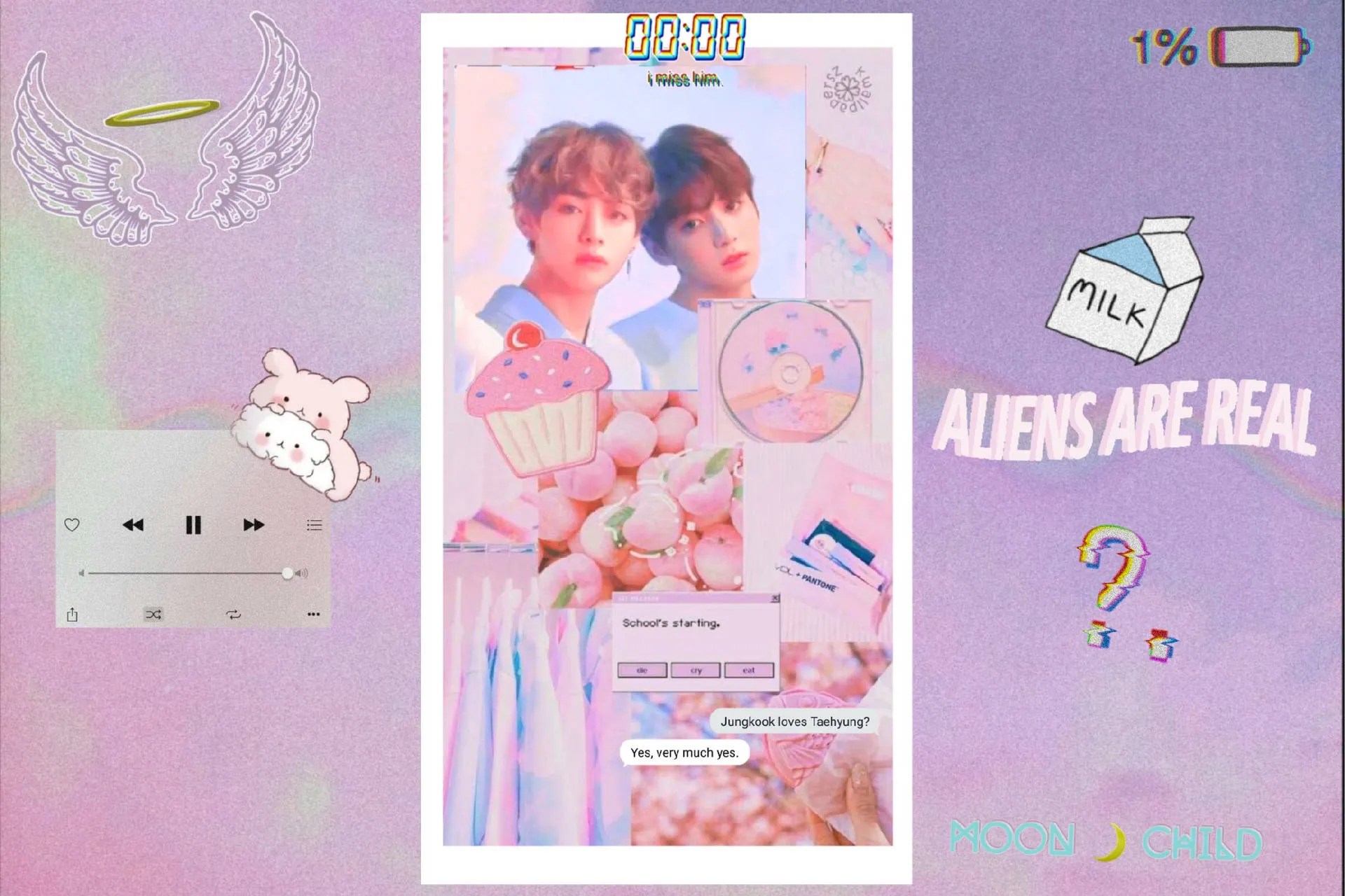 Download Pink Kawaii Aesthetic Taekook BTS Wallpaper