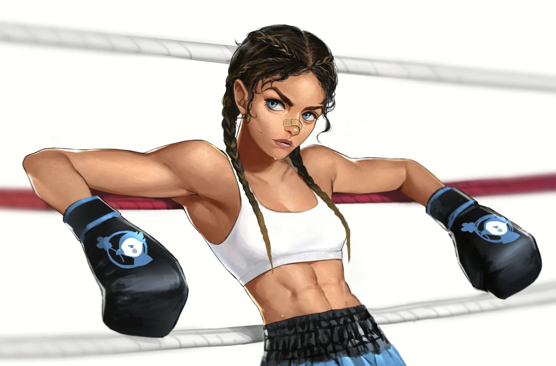 Wallpaper girl, art, boxing, sports for mobile and desktop, section спорт, resolution 1920x1265