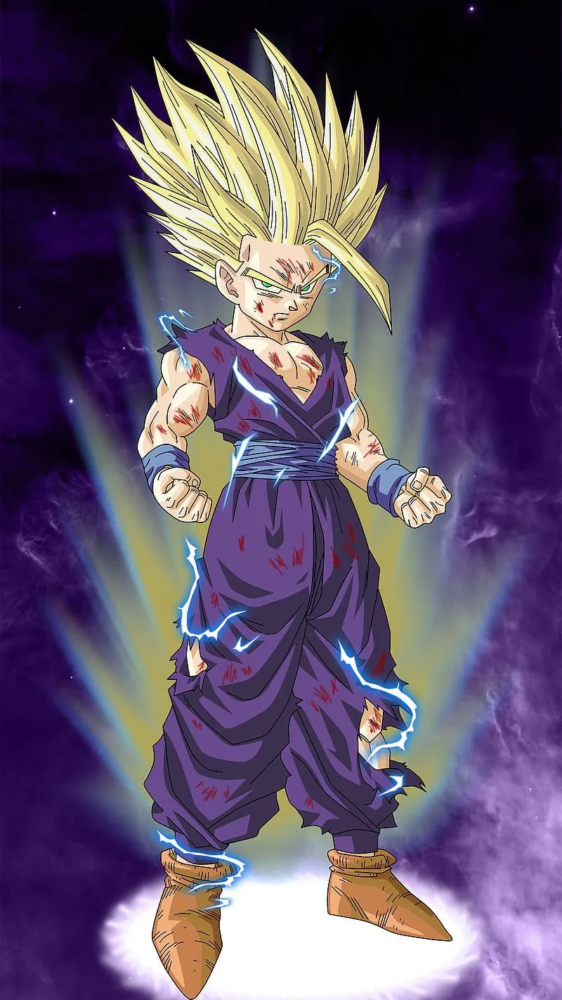 Gohan SSJ2, dragon, ball, hero, sayan, dragon ball z, super, purple, power, HD phone wallpaper