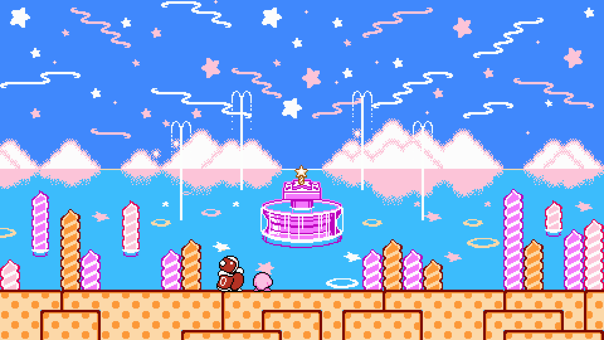 8 Bit Grid Animated Floating Kirby