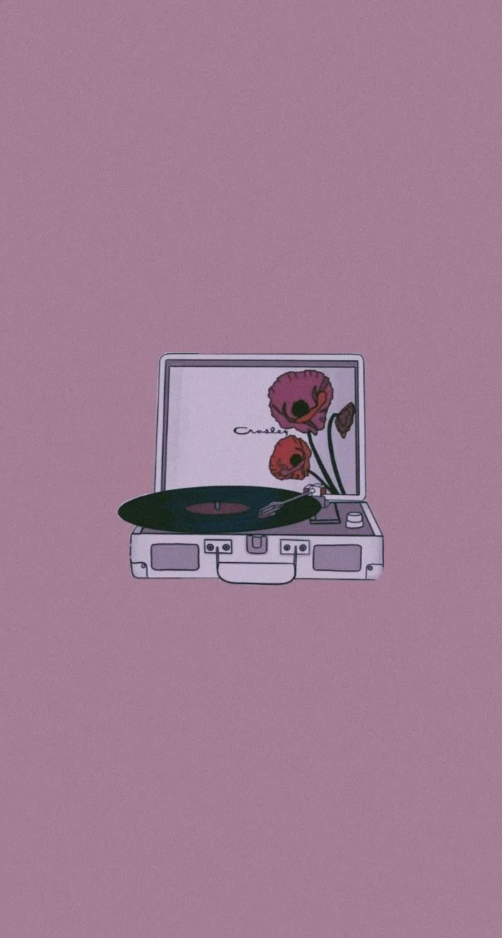 Aesthetic record player drawing. Pink background music art, Lofi music aesthetic background, Kelsea ballerini lyrics