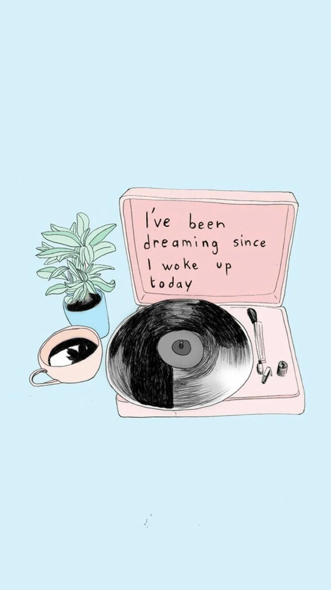 Download Pastel Aesthetic Turntable And Coffee Wallpaper