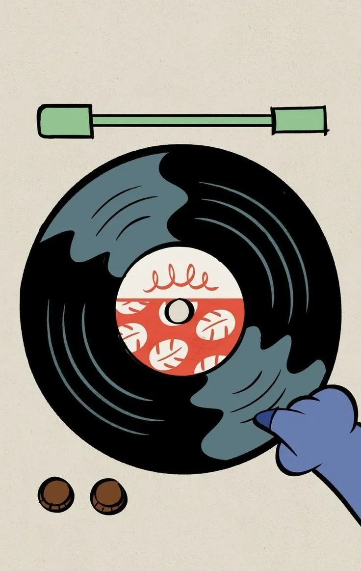 Cartoon music wallpaper. Cute cartoon vinyl record player, Stitch artwork, Stitch cartoon