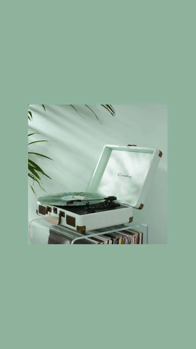 Download Cute Sage Green Portable Turntable Wallpaper