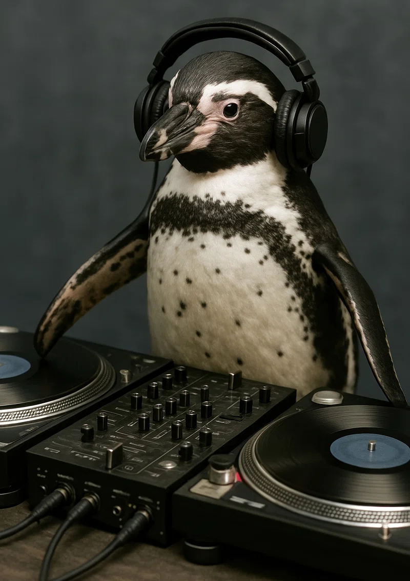Dinosaur DJ spinning beats mobile