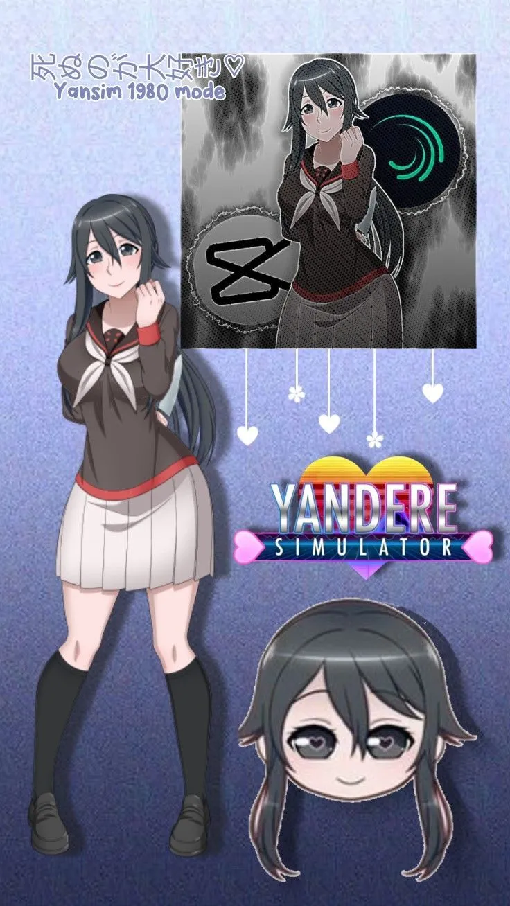 Anime Character with Long Black Hair. Cardigan yandere simulator, Yandere simulator logo transparent, Ryoba aishi wallpaper