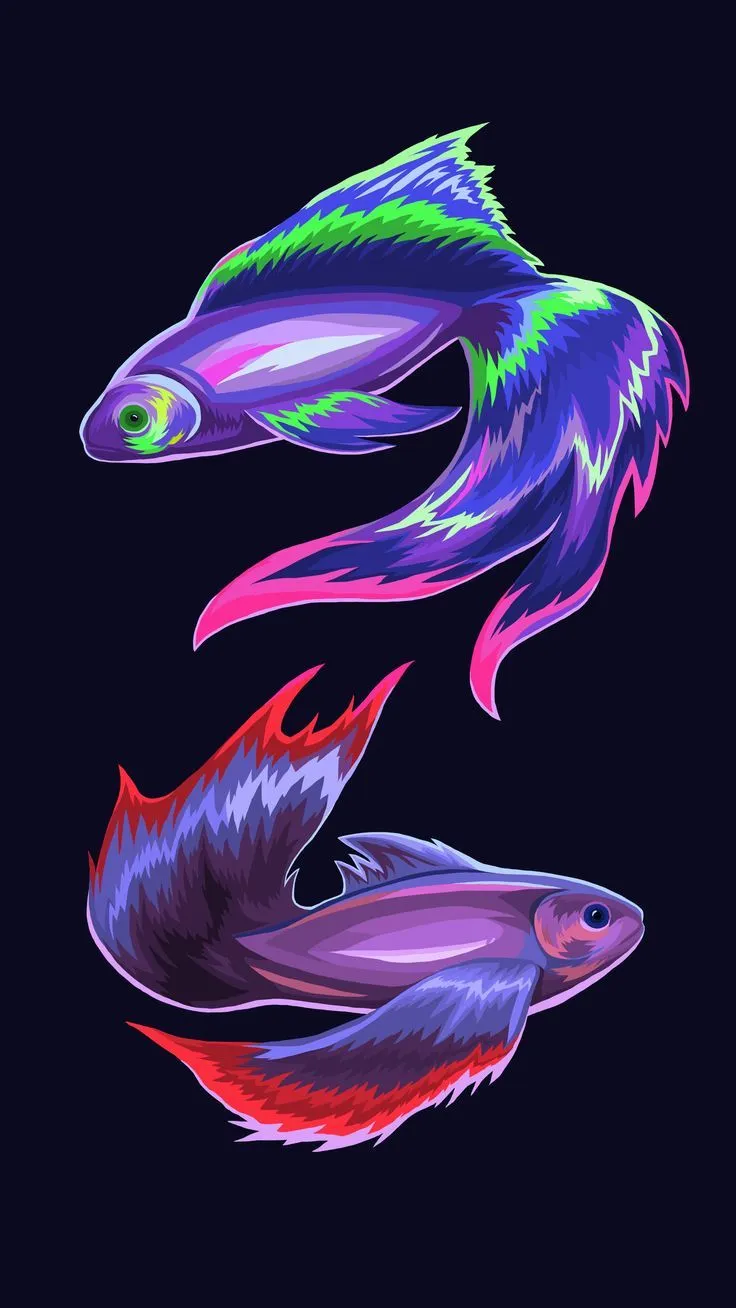 Fish Art iPhone Wallpaper in Purple and Red. Arte pesce, Animais