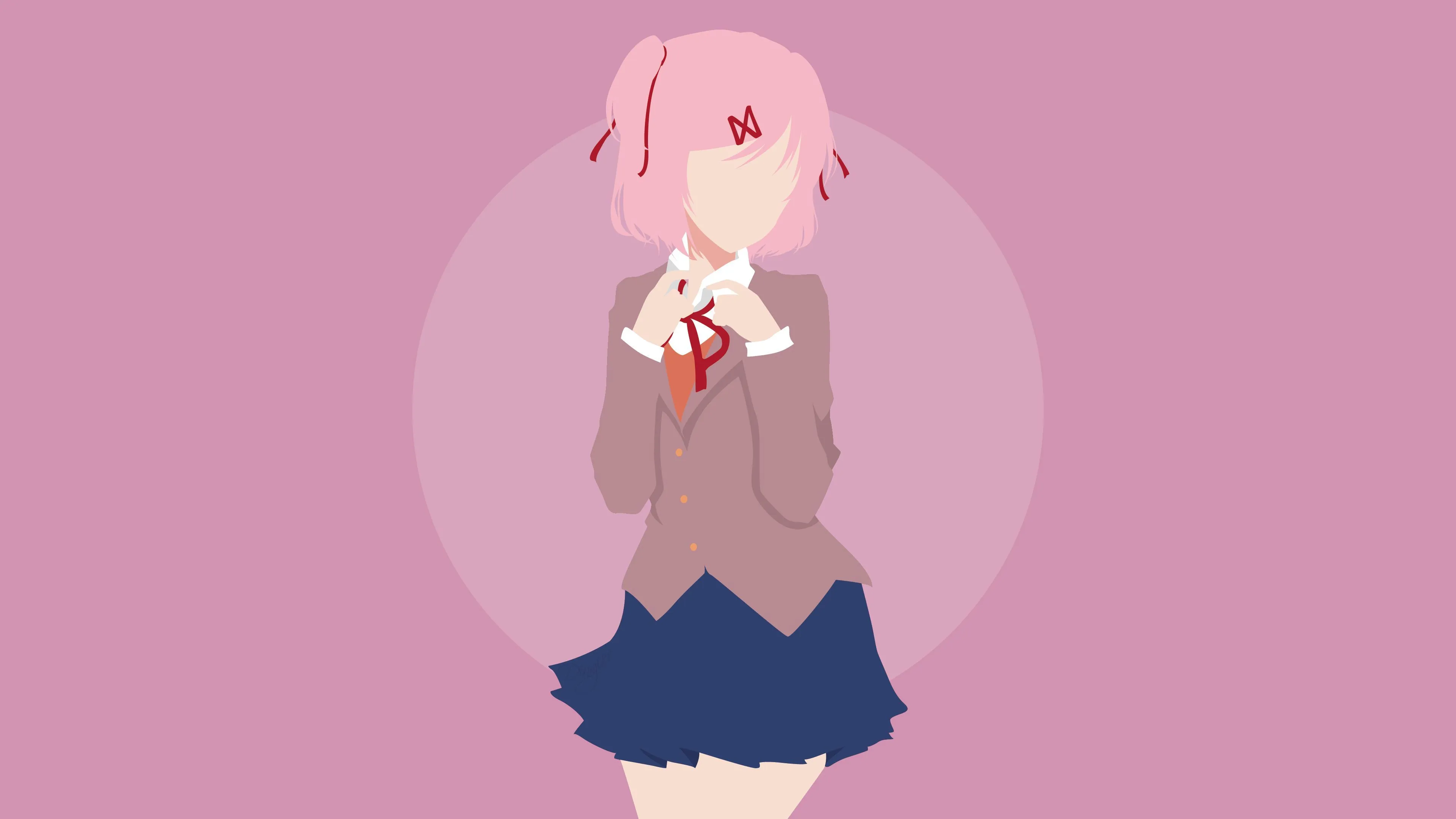 Desktop wallpaper: Glitch, Vaporwave, Natsuki (Doki Doki Literature Club!), Doki Doki Literature Club!, Video Game 4K free download for PC. 887276
