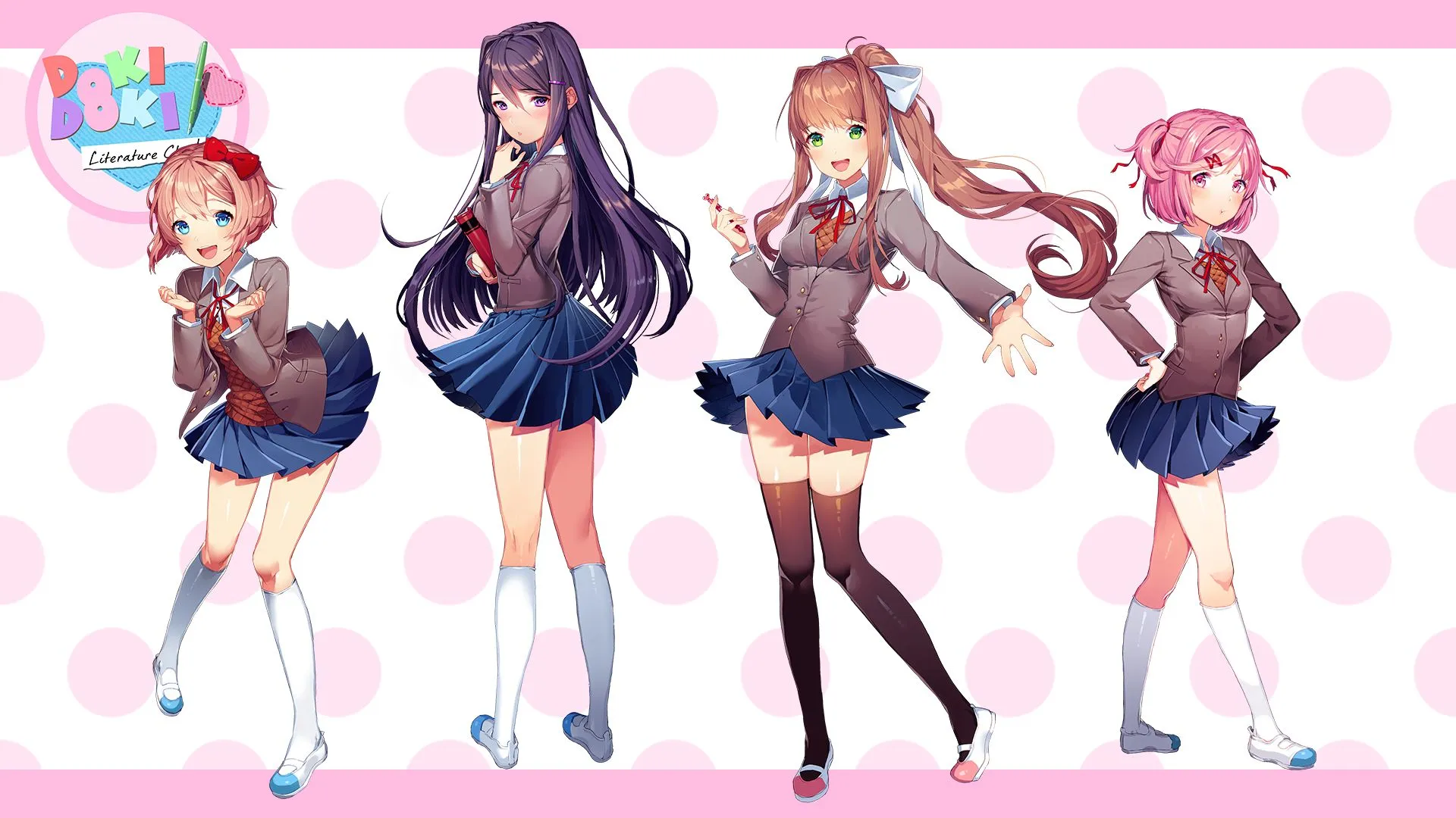 Desktop wallpaper: Doki Doki Literature Club!, Sayori (Doki Doki Literature Club!), Yuri (Doki Doki Literature Club!), Video Game, Monika (Doki Doki Literature Club!), Natsuki (Doki Doki Literature Club!) 4K free download for
