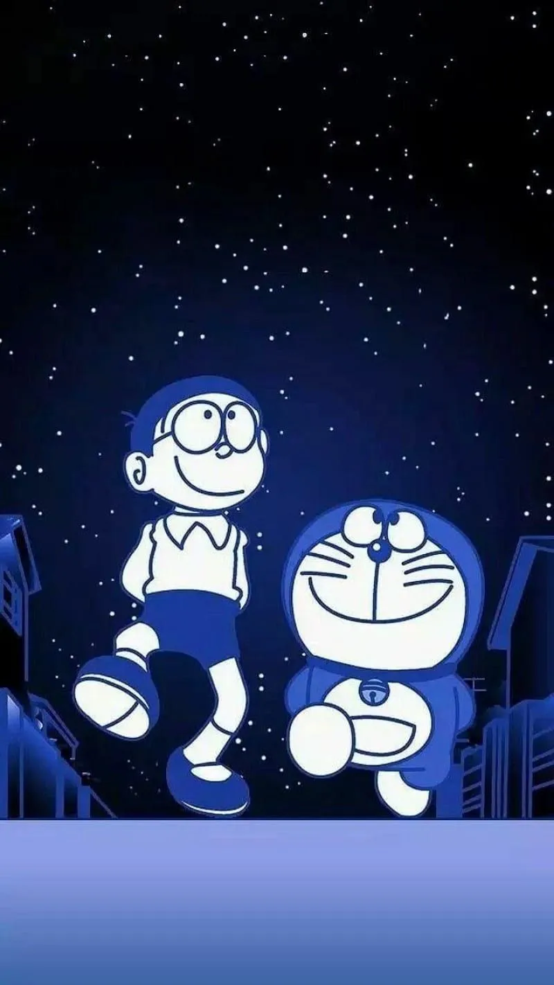 Doraemon, art, night, HD phone wallpaper