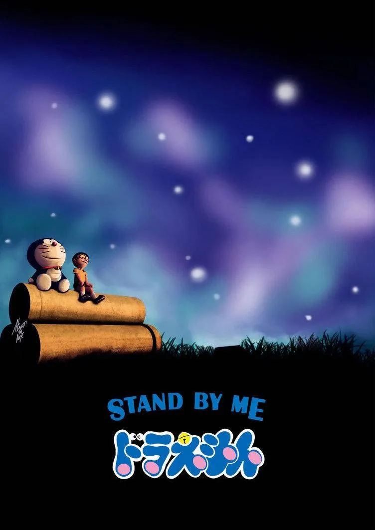 Download Cute Nobita And Doraemon Looking At Stars Wallpaper