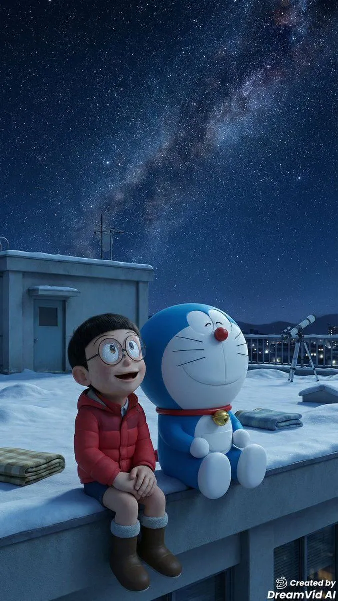 4K Tap Hold Load 8K iPhone iOS theme wallpaper. Doremon x Nobita