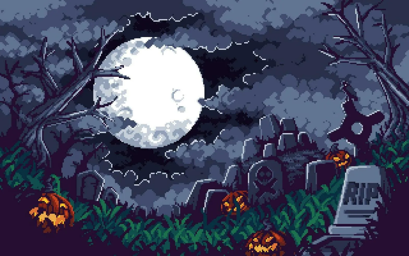Pixel art illustration Halloween background. Pixelated Grave. Inside Scary Horror Grave Background pixelated for the pixel art game and icon for website and video game. old school retro. Vector Art