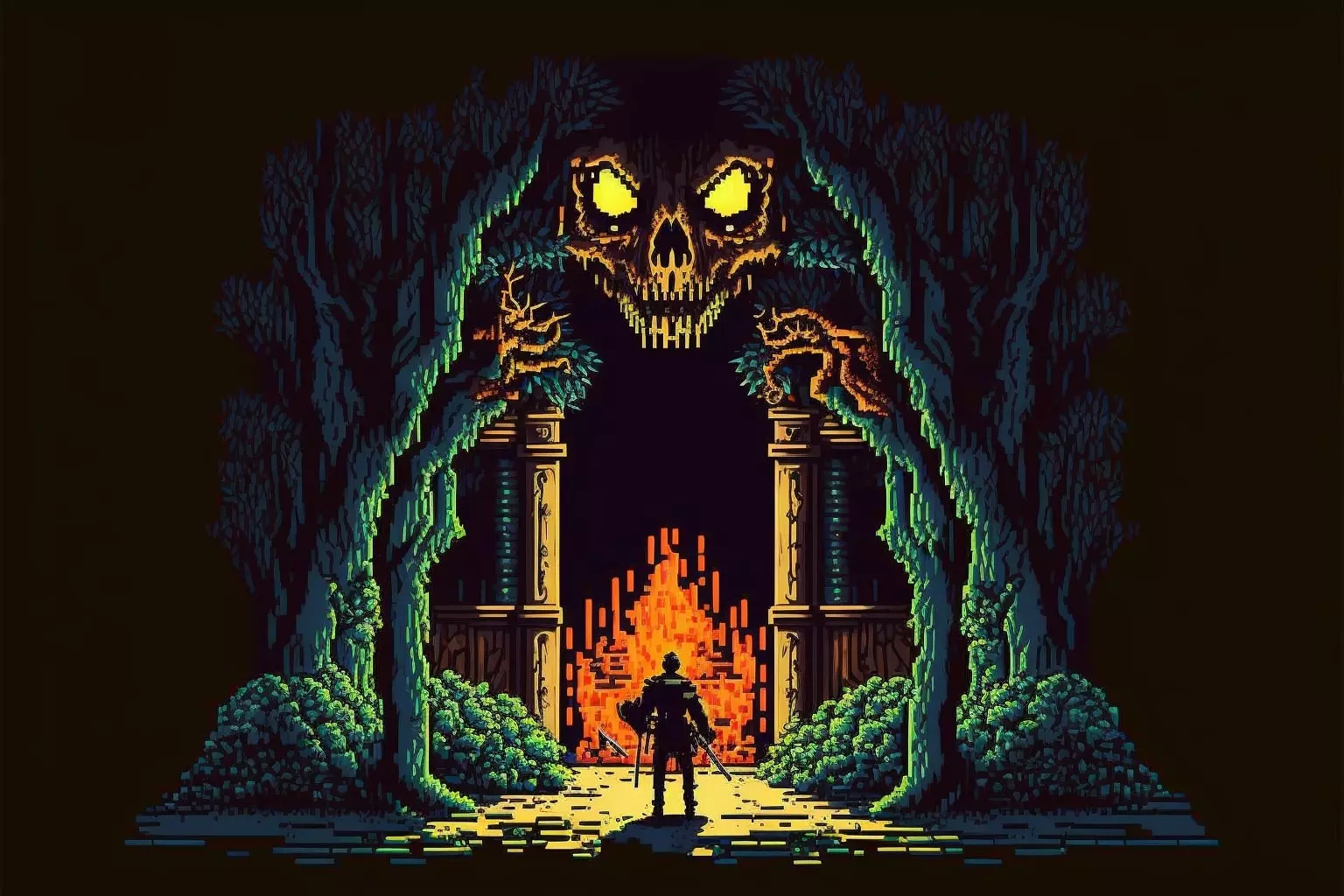 Pixel Horror Game Design Midjourney Prompt