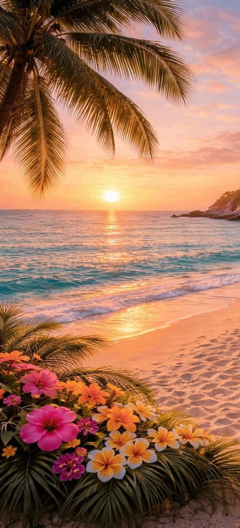 Summer Wallpaper With Sunset And Flowers For Mobile IPhone 4K