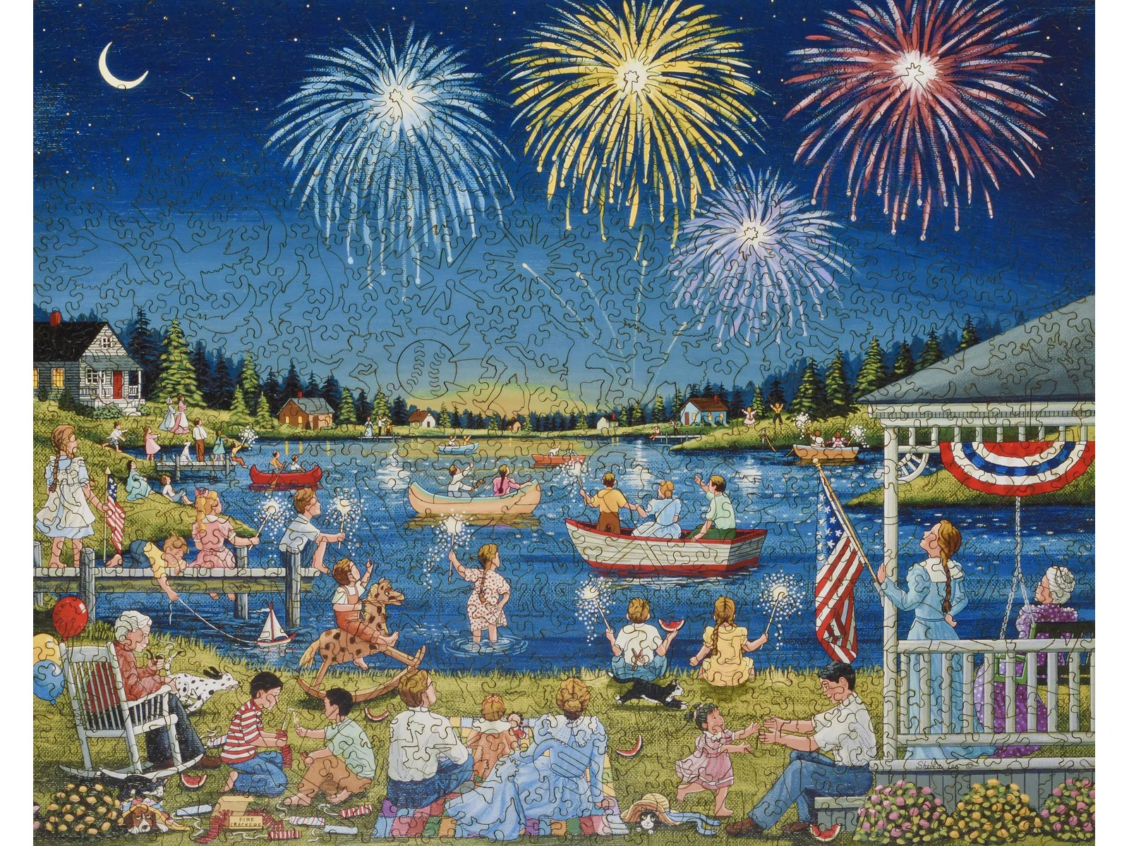 Lakeside on the Fourth Wooden Jigsaw Puzzle