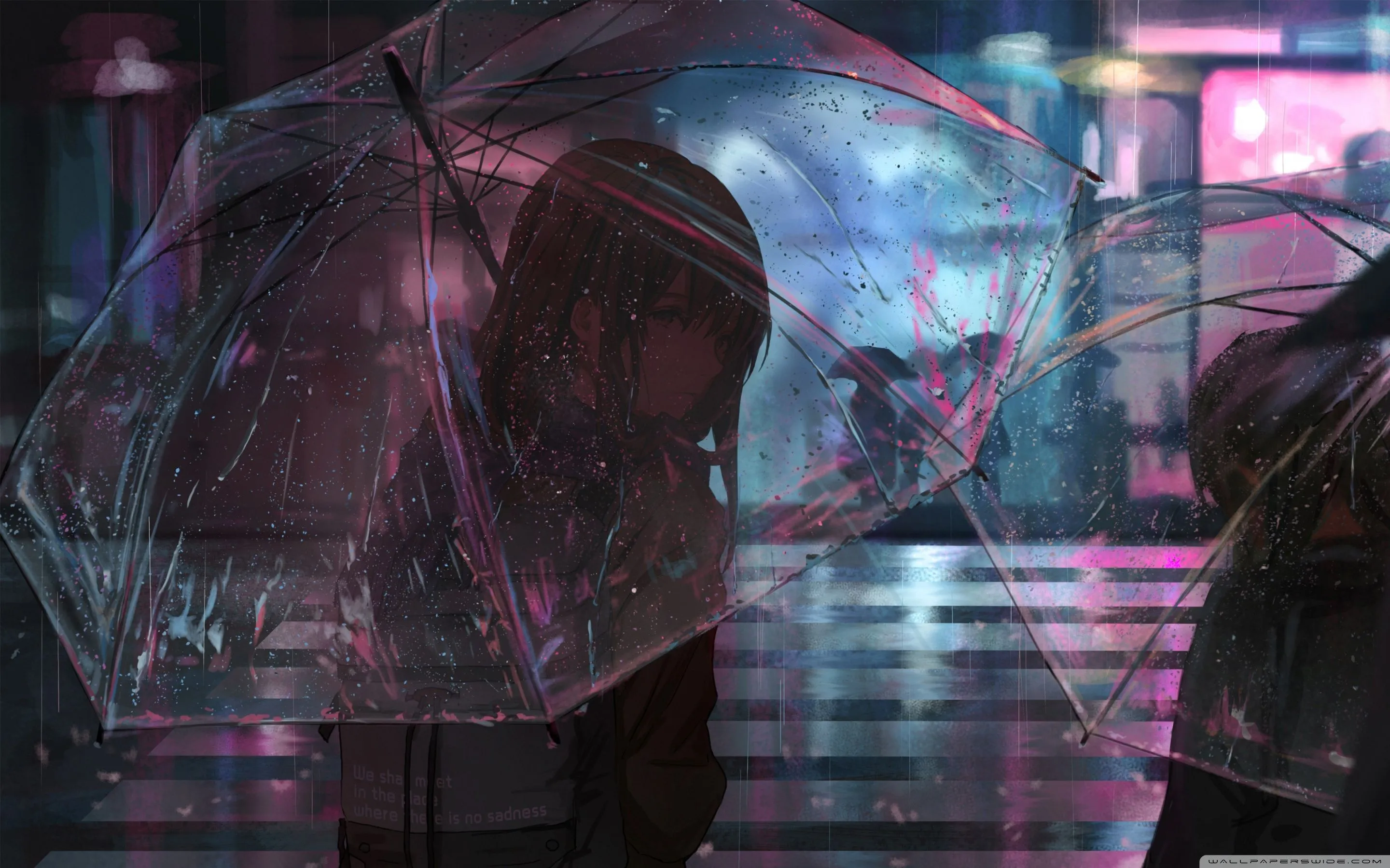 Aesthetic Anime Night Rain 4K UHD Wallpaper for UltraHD Desktop and TV, Widescreen and UltraWide Display
