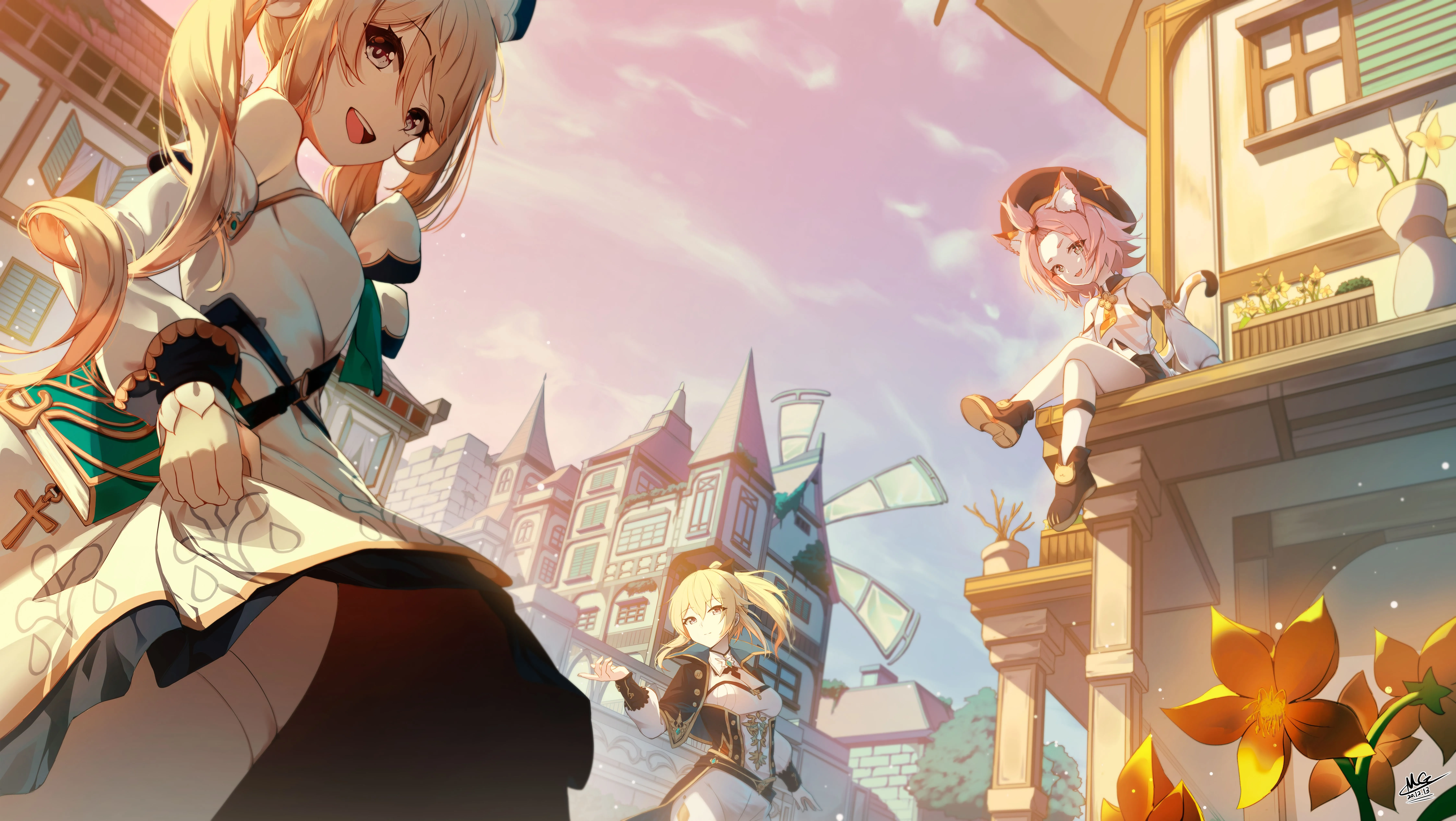 Genshin Impact Characters in Mondstadt 8K Ultra HD Wallpaper