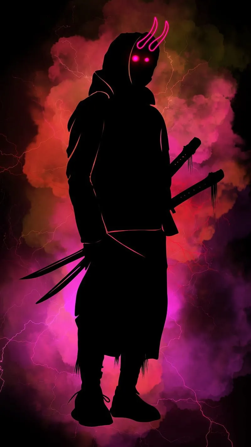 The demon 1 lightning, black, boy, clouds, dark, face, figure, guy, man, mask, HD phone wallpaper