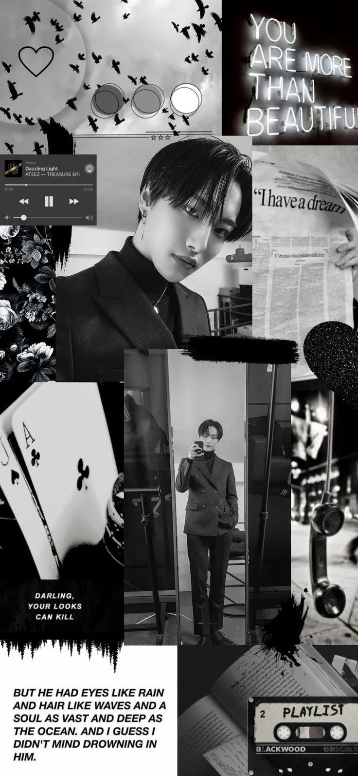 Seonghwa ateez blackandwhite wallpaper