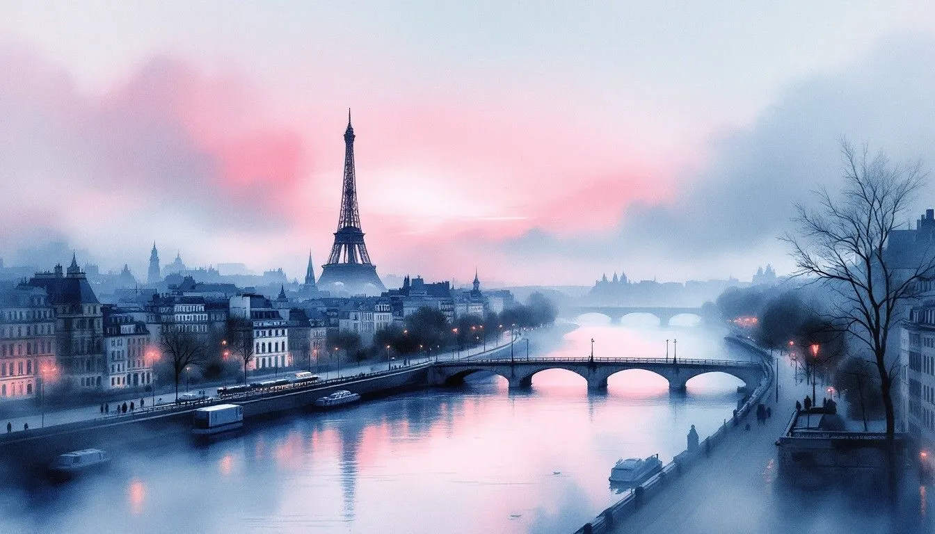 Free Paris Dawn Dreams Image, Eiffel, Seine