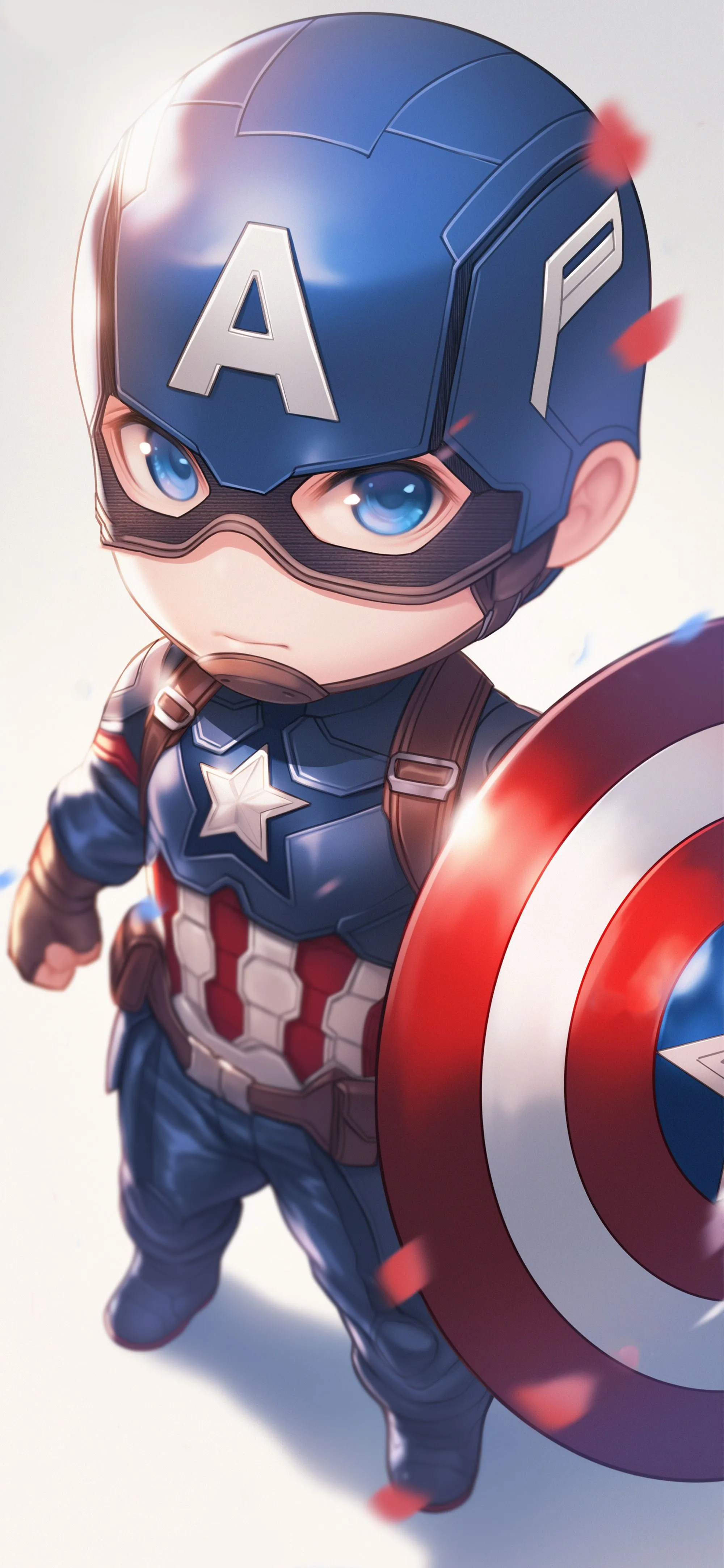 Chibi Captain America Shield Cartoon Style Wallpaper