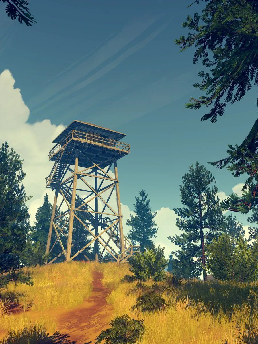 We took these screenshots to use as backdrops for our Firewatch photo booth, but they make great phone wallpaper!