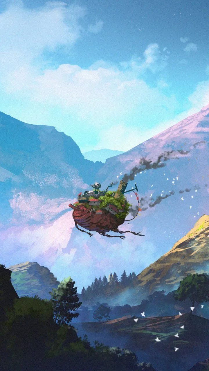 Howl's Moving Castle: Enchanting Anime Phone Wallpaper