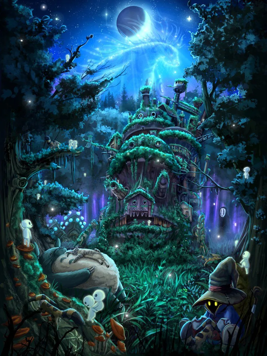 Poster Forest Ghibli X FFIX Personnalized for commission #GHIBLI # StudioGhibli #Miyazaki #Totoro #Howlsmovingcastle #Nausicaa #Mononoke
