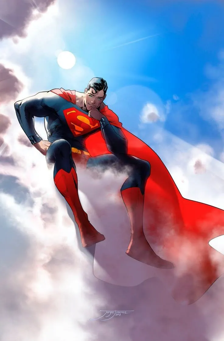 Jorge Jiménez on X. Superman sitting on cloud, Superman on a cloud, Superman