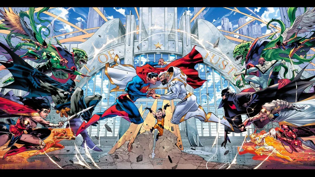 Friends! maybe do you want a wallpaper?. well, I think this JL vs future JL cover could work like this! :P #justiceleague amazing colorsss