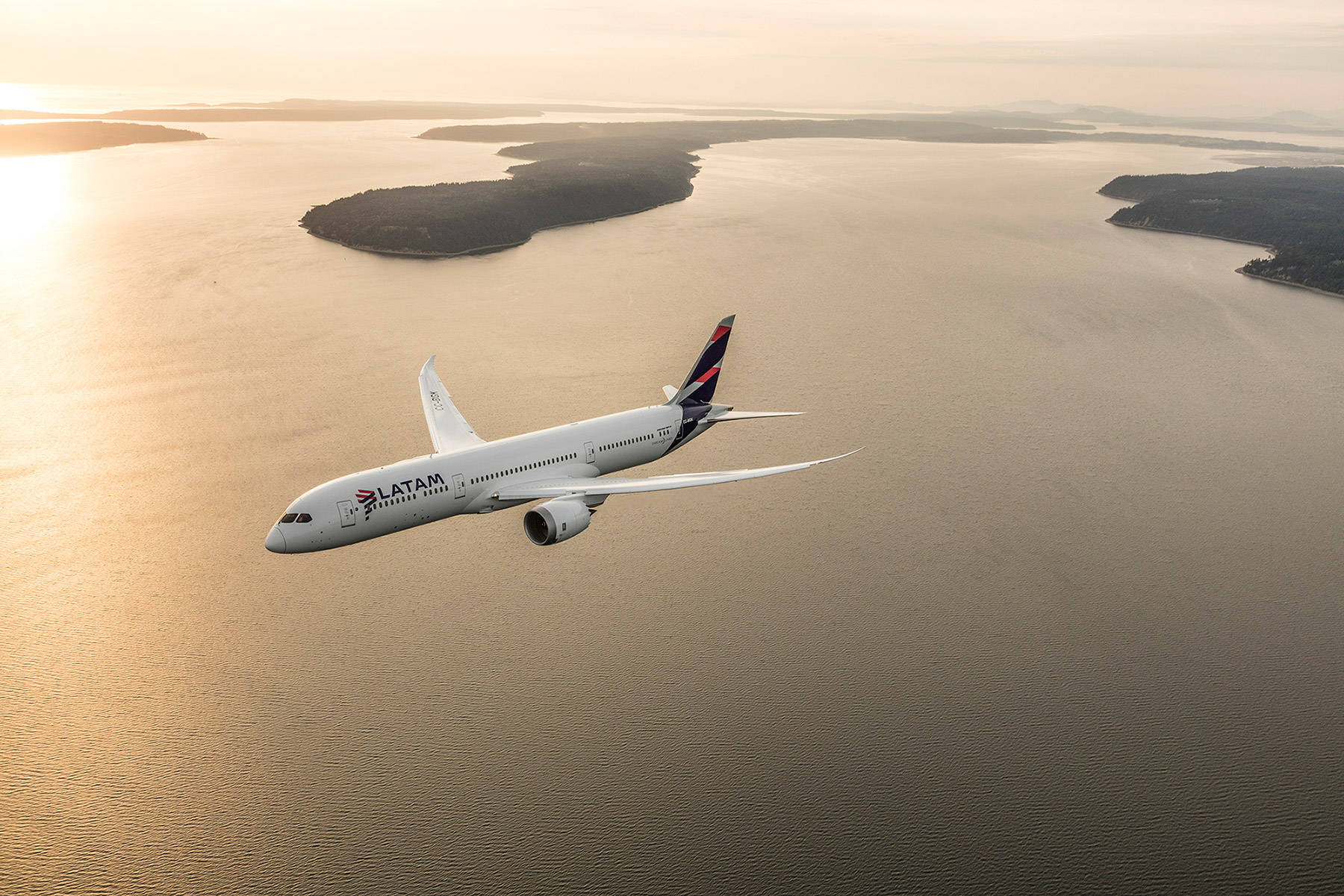 Download Sunset Flight Of Latam Airplane Wallpaper
