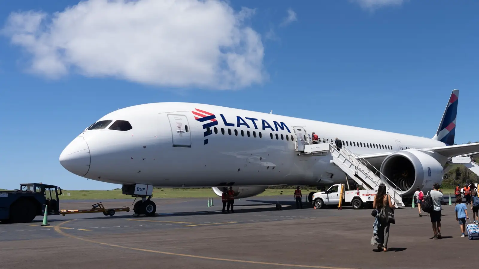 LATAM Boeing 787 Grounded At World's Most Remote Airport After Door Torn Off By Airstairs